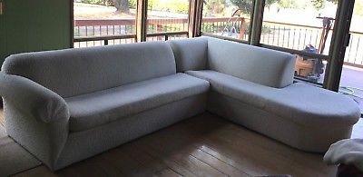 Mid Century Modern Wool White Sectional Sofa