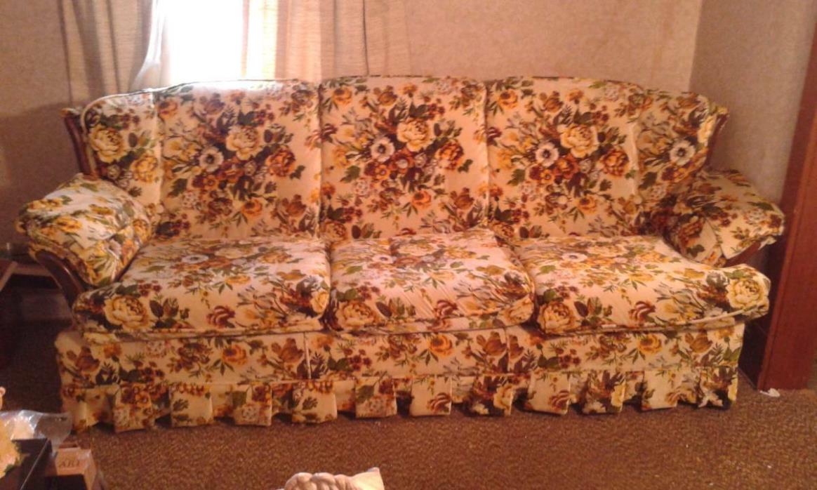 Vintage Antique Couch Sofa Floral Patterned Solid Wood Local Pickup  Upstate NY