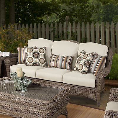 South Sea Rattan Provence Sofa with Cushions Canvas