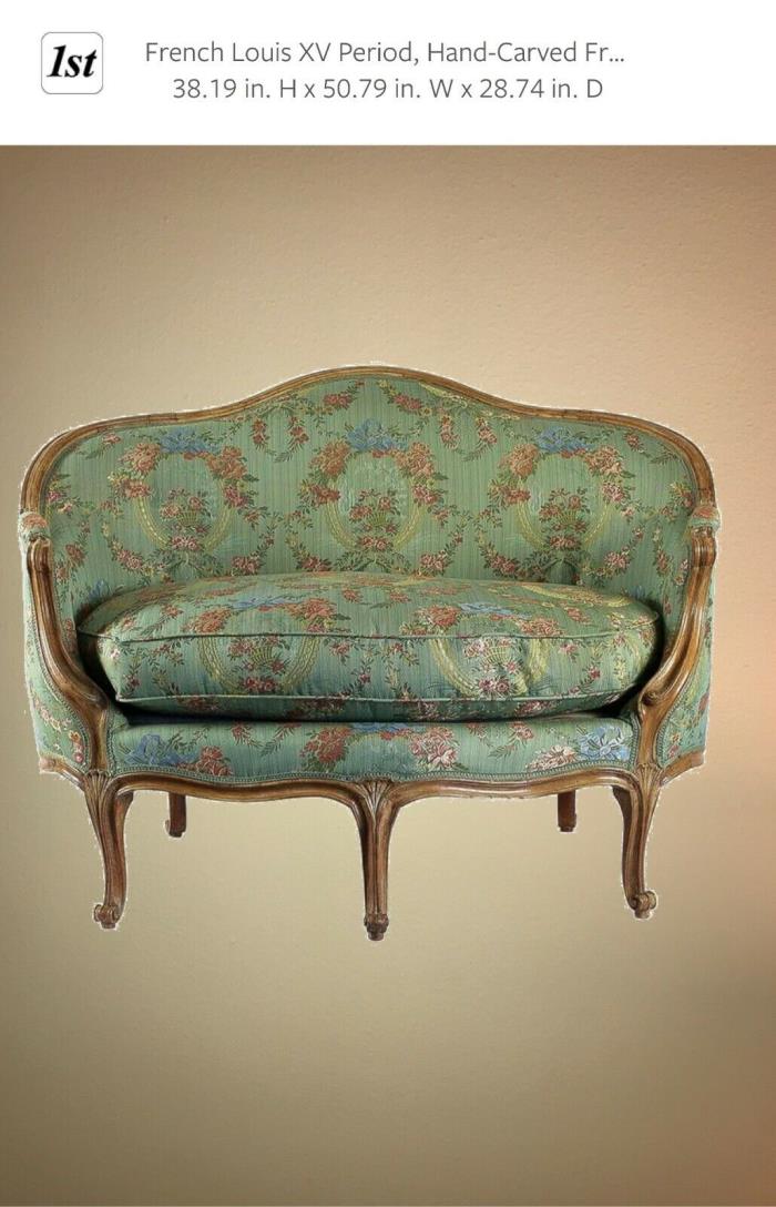 French Louis XV Period Carved Antique Canape Settee, mid 18th Century Stunning