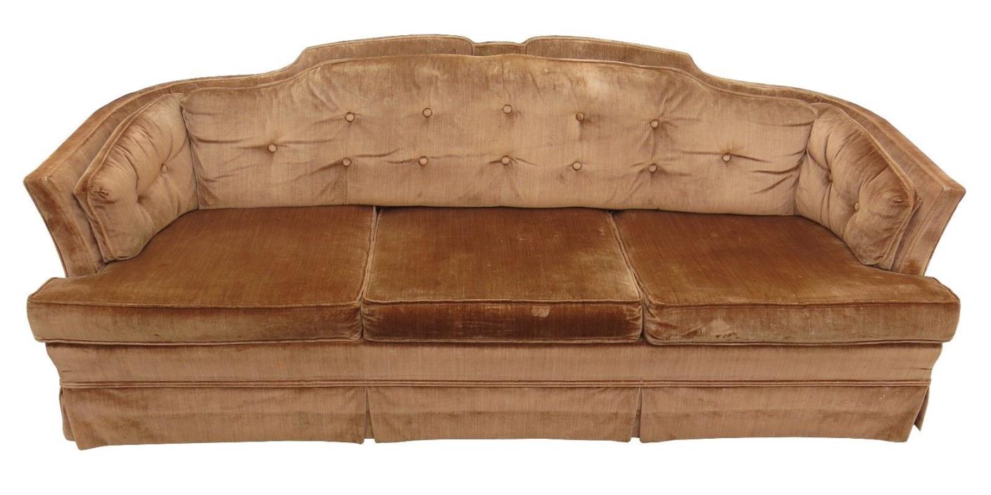 Antique 1930's Art Deco Bronze Tufted Velvet Prince Howard Sofa - Free Shipping!