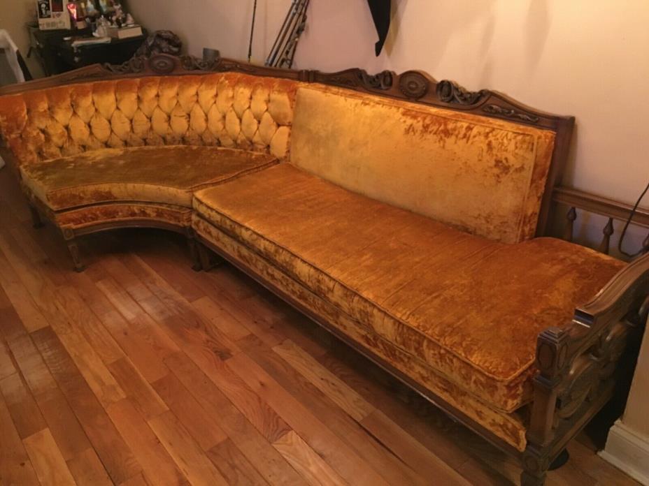 Crushed Gold Velvet Sectional Sofa