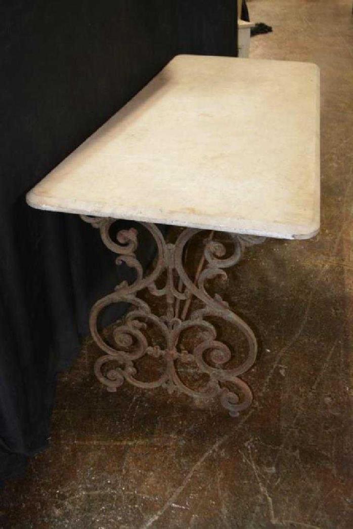 19th Century Marble and Iron French Table France Garden Architectural