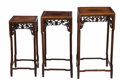 SET OF 19TH CENTURY CARVED CHINESE HARDWOOD NEST OF TABLES
