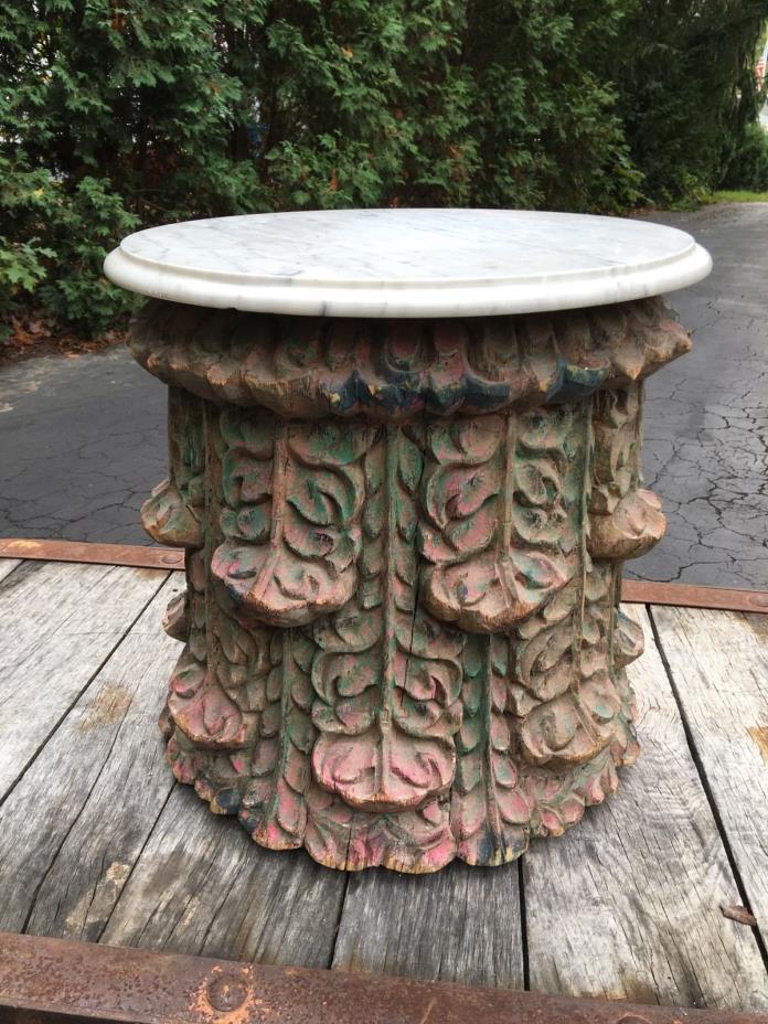 Antique Anthropologie French Architectural Building Column End Table 1800's