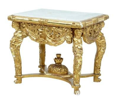 19TH CENTURY CARVED GILT MARBLE TOP CENTER TABLE