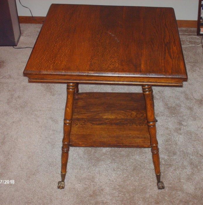 Antique Oak Claw & Glass Ball Foot Table