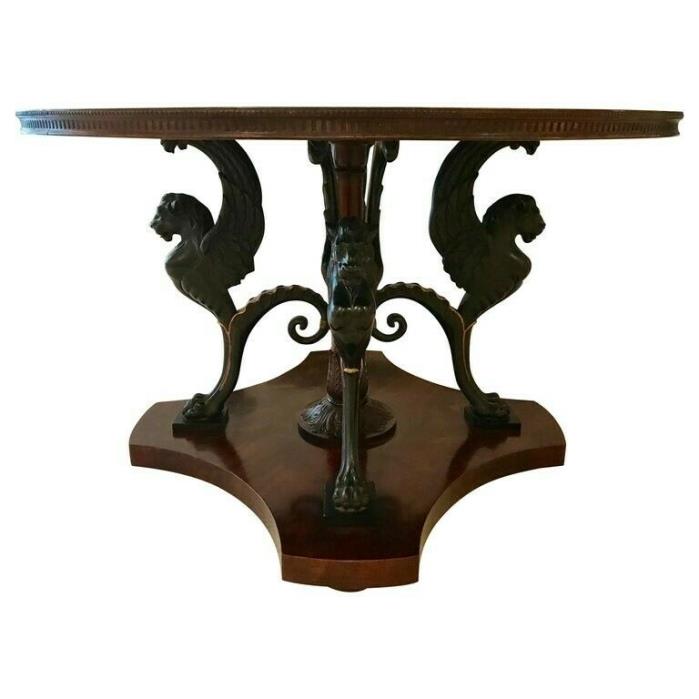 Antique Neoclassical Center Table with Griffin Base
