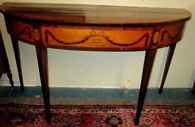 ANTIQUE ENGLISH NEOCLASSICAL STYLE GEORGE III INLAID SATINWOOD CONSOLE TABLE