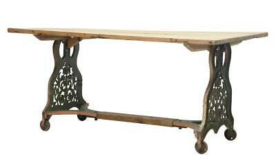 19TH CENTURY IRON BASE TABLE WITH PINE TOP