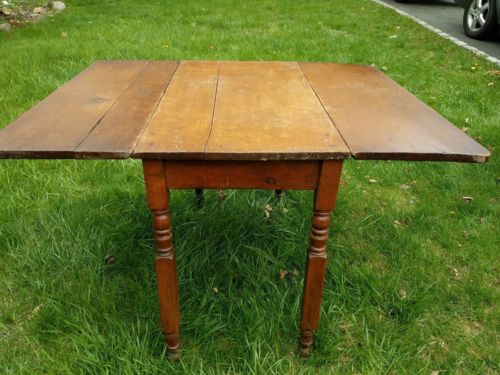 Antique Primitive Distressed - Drop Leaf Country Table- GREAT GREAT Grandmothers