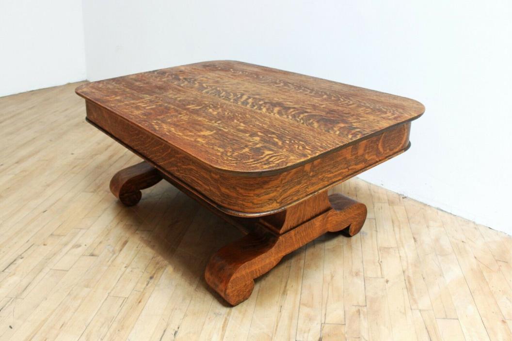 Antique Quarter Sawn Tiger Oak Coffee Table American Empire Golden Oak Furniture