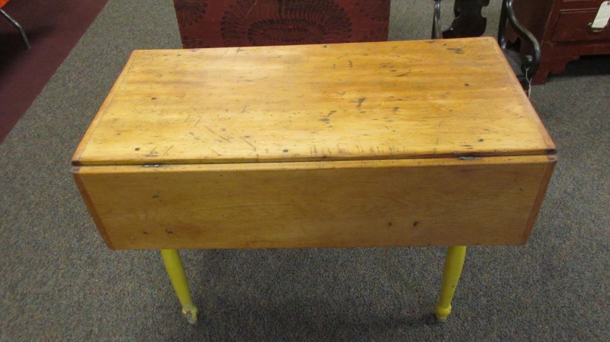 1840 NY STATE BREAD BOARD ENDS SCRUB TOP DROP LEAF TABLE
