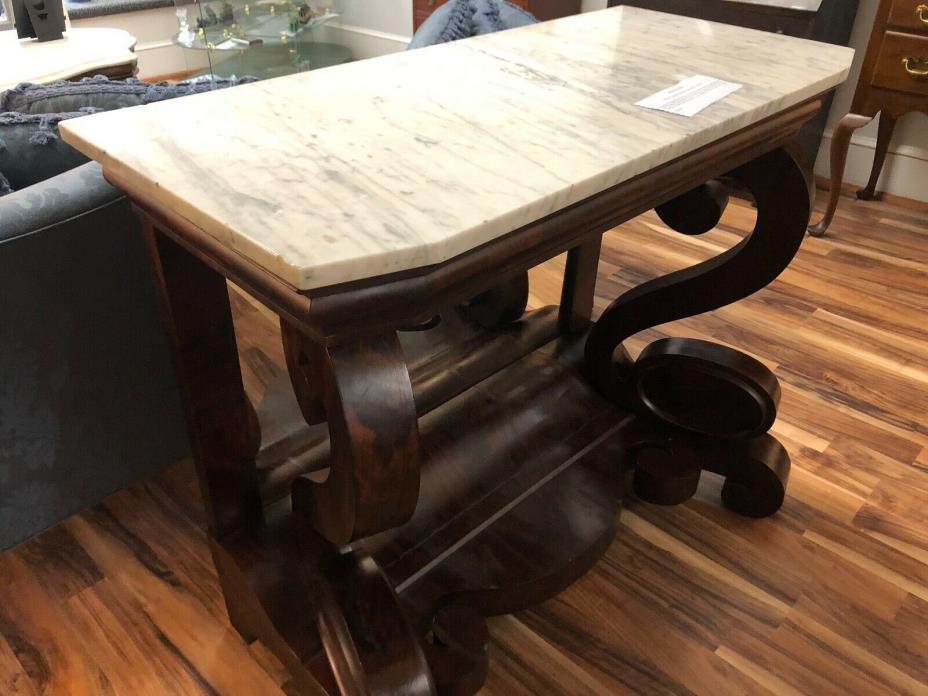 Magnificent Antique Revival Style Rosewood Marble-top Pier Table w/ Mirror Back