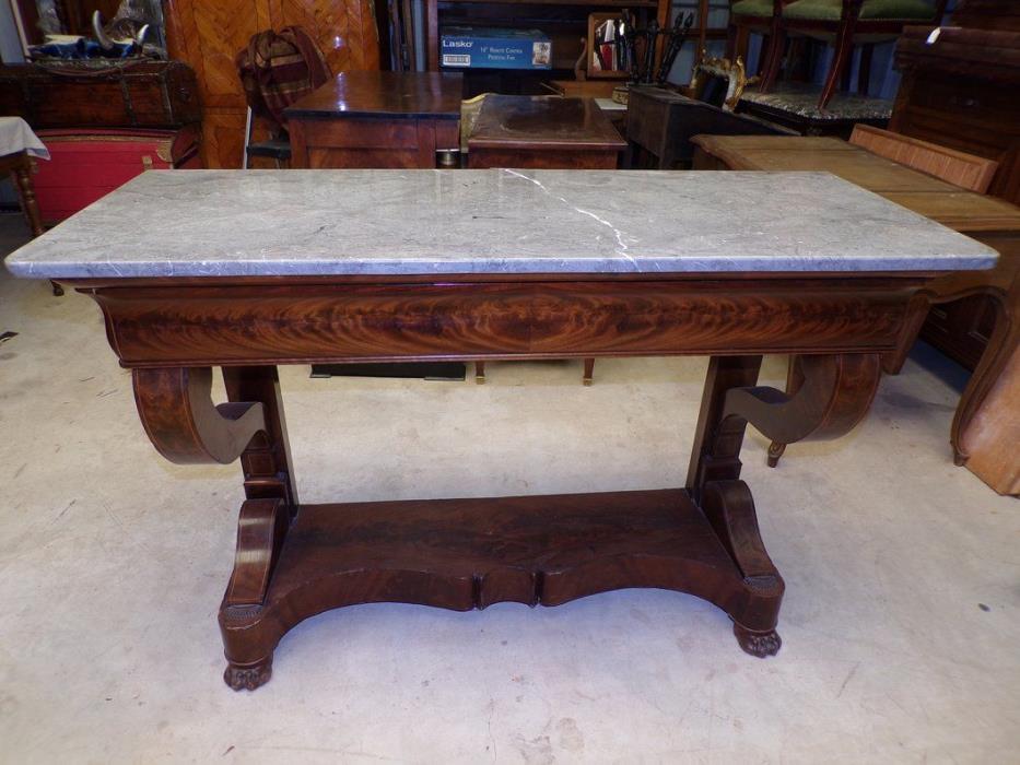 French Antique Mahogany And Marble Restoration Console Table Circa 1820