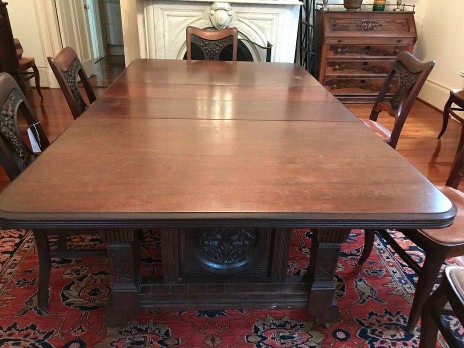 Antique Banquet Size Mahogany Dining Table