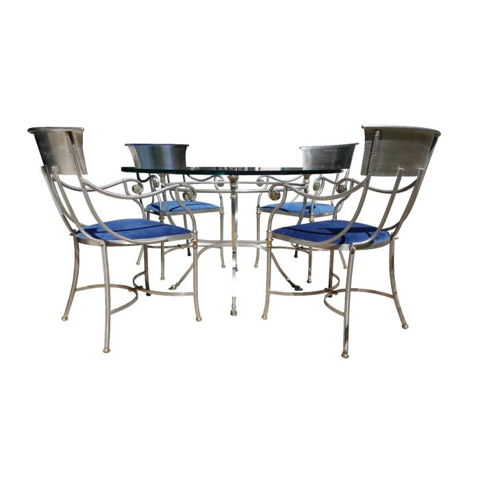 Attributed to Maison Jansen bronze and iron Breakfast table dining set