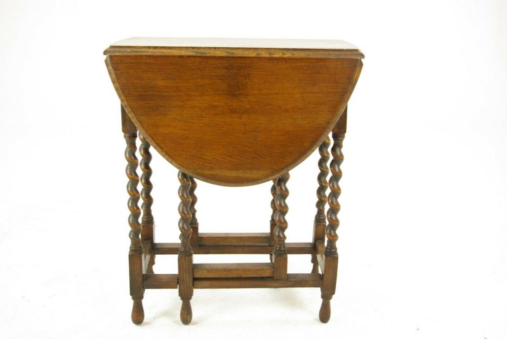 Antique Gateleg Table, Barley Twist Oval Drop Leaf Table, Scotland 1920s, B1417