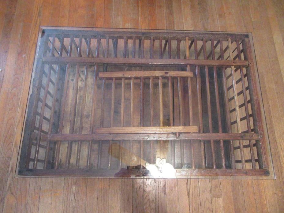Vintage Primitives Chicken Crate Coffee Table With Glass Top