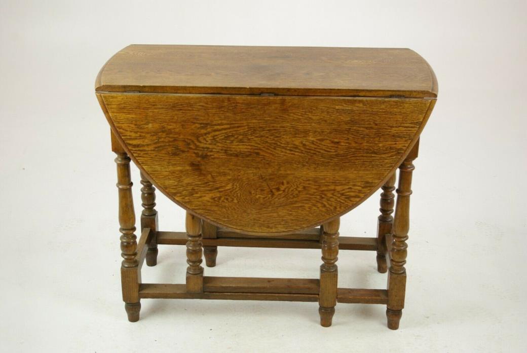 Antique Gateleg Table, Oak Oval Drop Leaf Table, Scotland 1920s, B1419