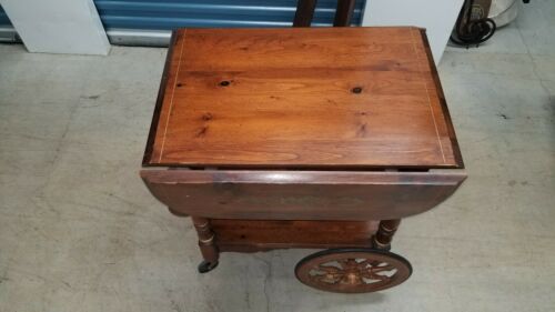 VINTAGE ANTIQUE DROP LEAF TEA COFFEE LIQUOR TABLE CART