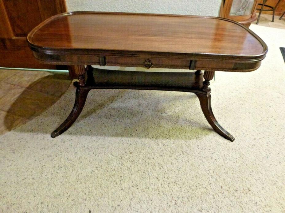 Vintage, Unique, DUNCAN PHYFE Occasional Table, 1940s ,3 Drawers,  Brass Feet VG