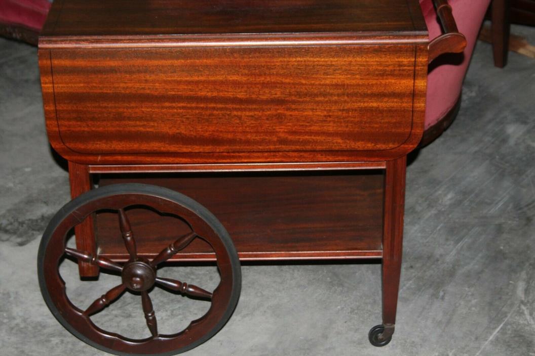 Wooden Rolling Cart with tray, wheels have rubber vintage