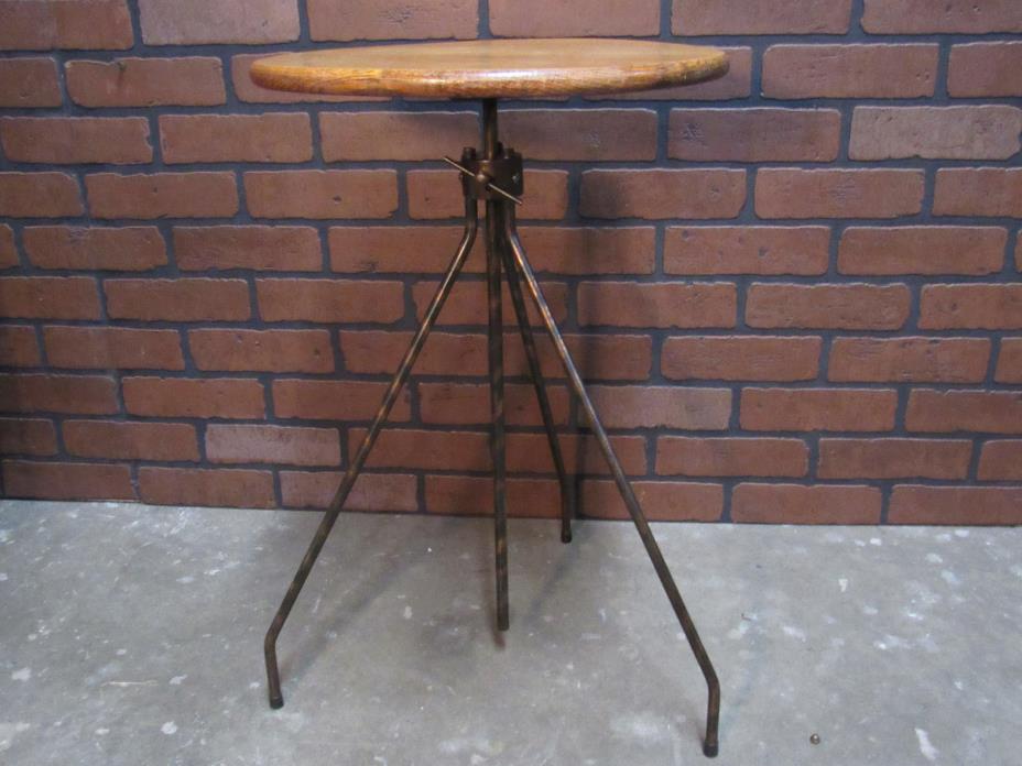 Rare Antique c.1900 Copper Japaned Finish Adjustable Pub/End Table Faries 23-42