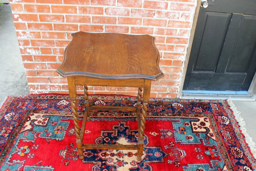 English Antique Oak Barley Twist Small Side Table | Living Room Furniture