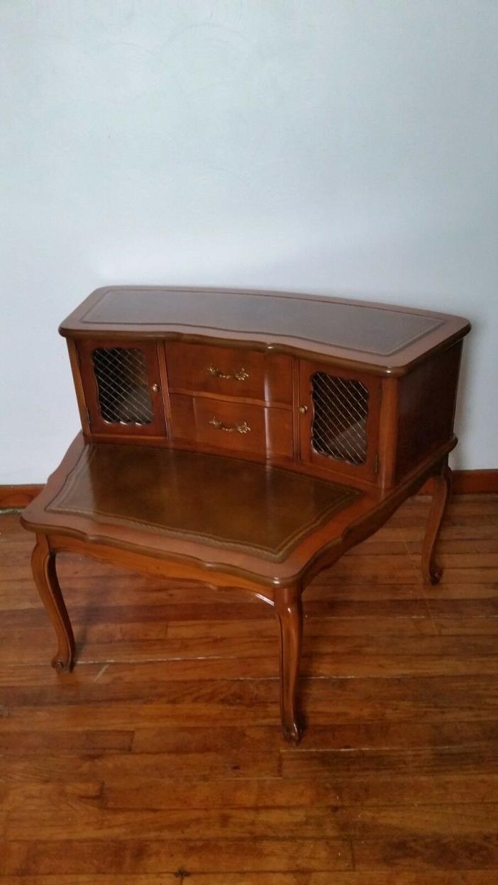 Vintage Mahogany Leather Top  Corner End Table