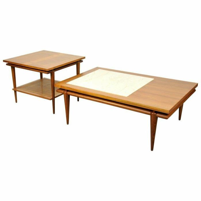 John Widdicomb Coffee and Side Table Set Floating Top Mid-Century Modern 1960s