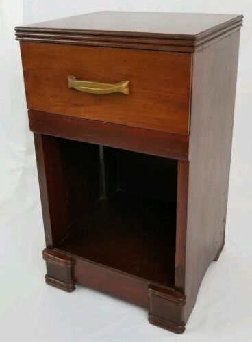 vintage Art Deco nightstand end table cabinet mahogany wood wooden mid-century