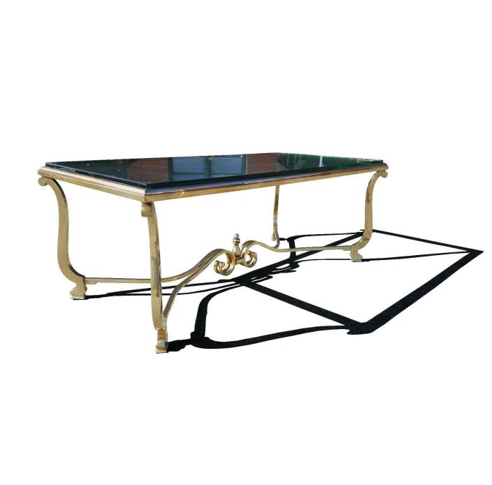 A French neoclassical Hollywood regency brass coffee table