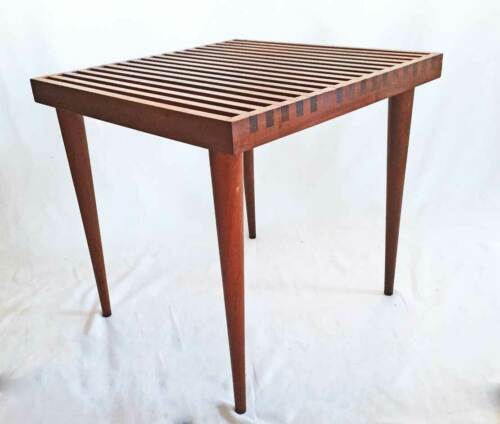 Mid Century Modern Original Vintage Slat Top Table Bench Side Coffee Smilow