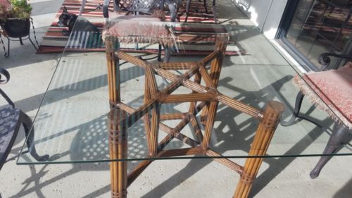 McGuire MCM Bamboo And Leather Square Table 48