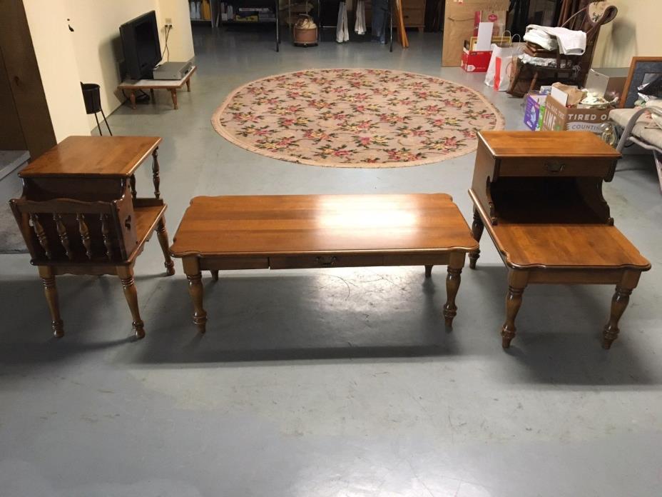 (3) Vintage BAUMRITTER by Ethan Allen MAPLE Tables (Coffee & End)  -  Lot of 3