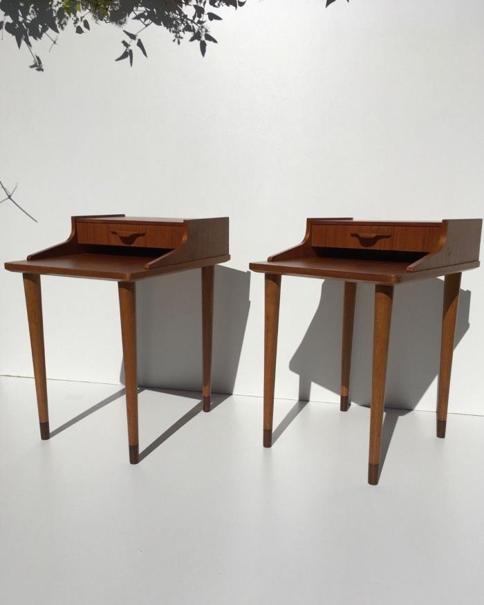 SALE! Danish Mid Century Modern Teak Nightstands Night Stand Side End Tables