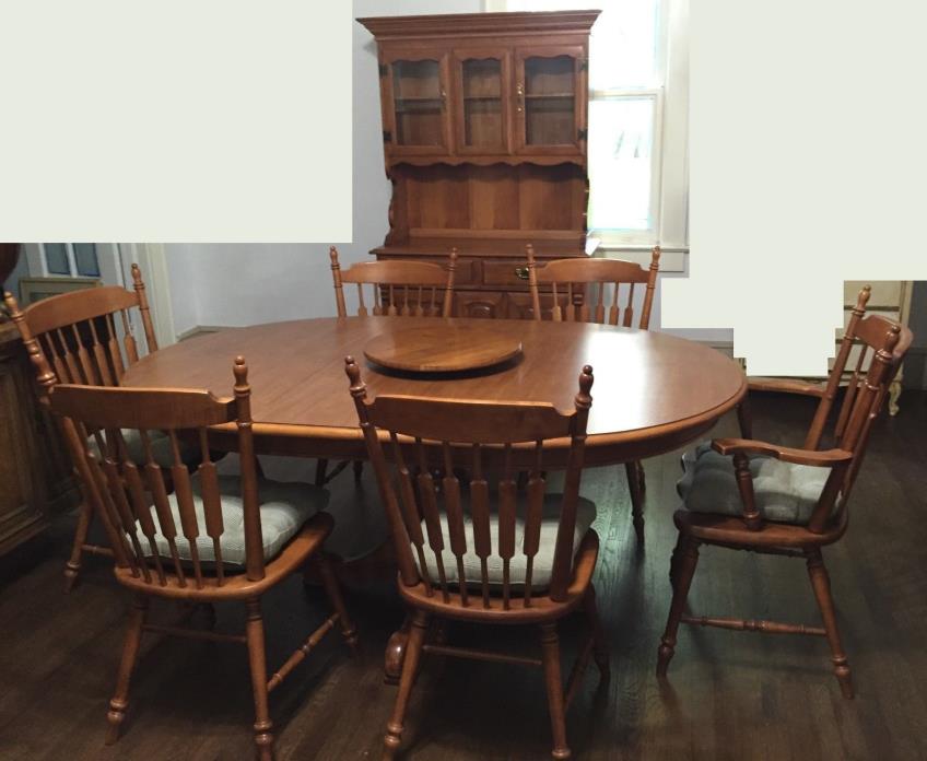 Vintage Tell City Dining Room Set~Table~6 Chairs~Hutch~Hard Rock Maple P/U ATL