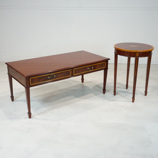 Spade foot mahogany Coffee table & Hepplewhite Side Table set