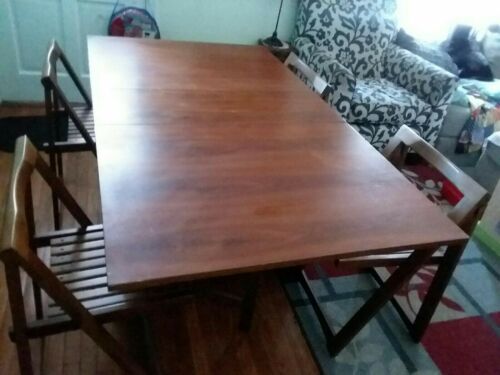 Mid Century Modern Drop Leaf Hide A Way Table With 4 Stowe Away Chairs Inside