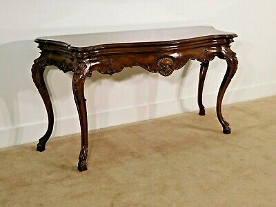 KARGES Circassian Flame Walnut Hoofed Foot Serpetine Console SIdeboard Table