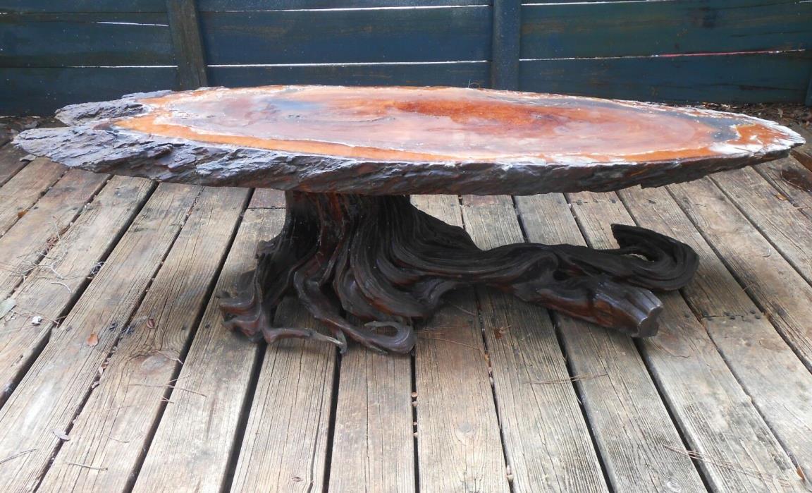 Wood Wooden Tree Coffee Table Vintage Refinish Project AS-IS