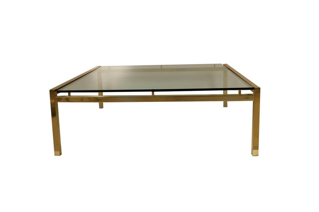 Mid Century Brass Glass Coffee Table