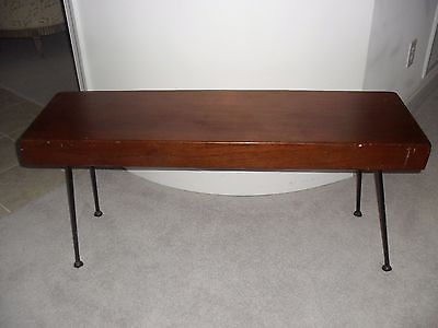 Mahogany Table/Bench Iron Legs Umanoff, Nelson, Eames Knoll Era