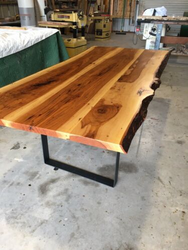 Solid Pecan Wood Live Edge Dining Conference Room Table