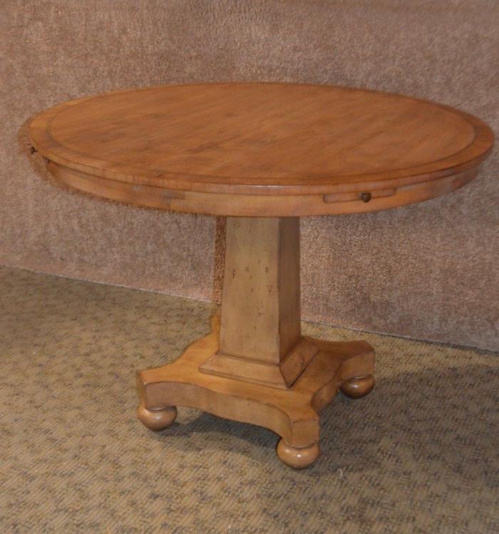 Banded & Brass Inlaid Biedermeier Style Card Table w/Pullouts