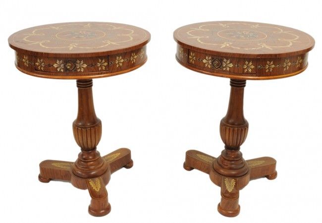 Pair of English Circular Painted Side Tables