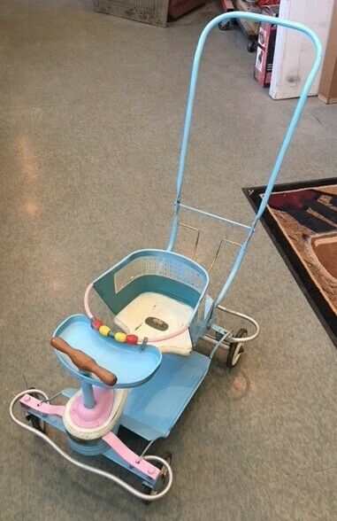 Vintage 1950s Blue Taylor Tot Stroller-Walker-Push Car