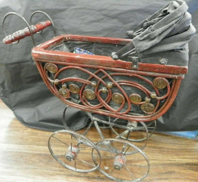 Small Antique/Vintage Decorative Doll Carriage Pram Victorian Buggy Stroller