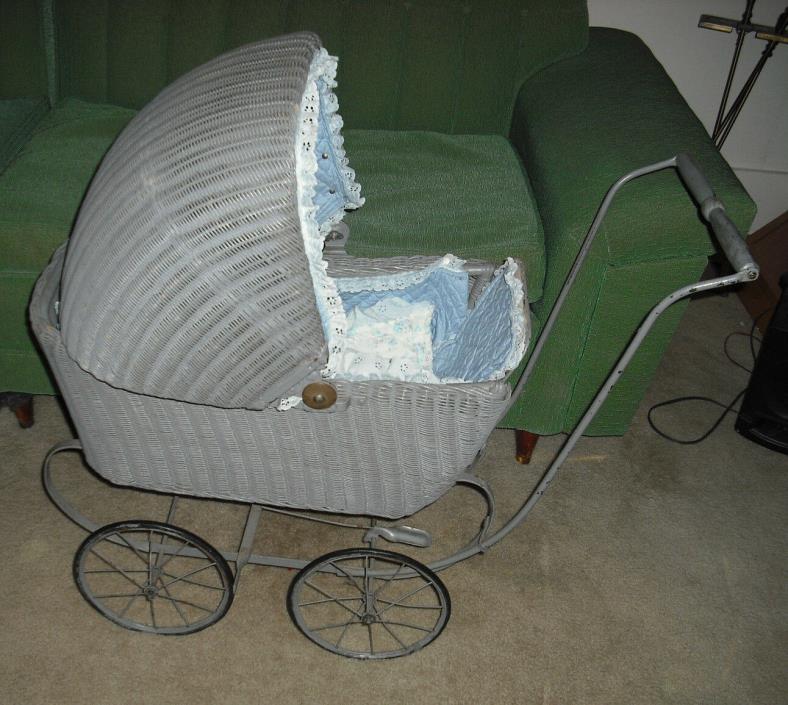 Antique Victorian Wicker Baby DOLL Buggy Stroller Carriage VINTAGE. LOCAL PICKUP
